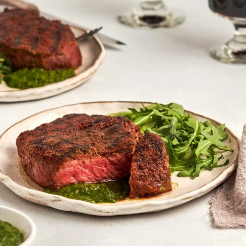 Grilled Beef Tenderloin Filets with Chimichurri Sauce Image