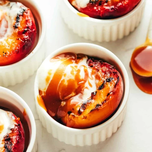 Grilled Peaches with Bourbon Caramel Sauce Image