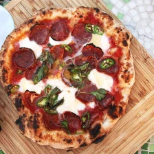 Pizza With Hot Soppressata, Mozzarella, Chiles, and Honey Recipe Recipe Page