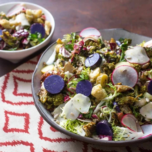 Fall Harvest Salad With Roasted Brassicas, Fingerlings, and Radishes Recipe Image