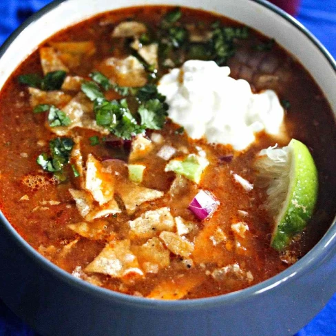 Slow-Cooker Chicken Tortilla Soup With All the Fixings Recipe Image