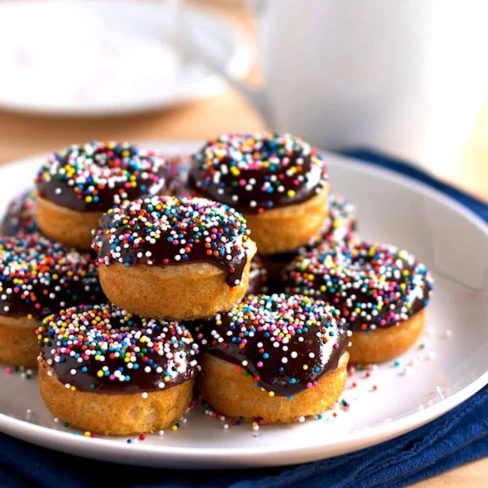 Chocolate Glazed Baked Mini Donuts Image