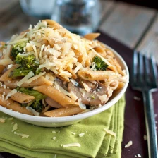 Rustic Garlic Butter Pasta with Roasted Broccoli and Sauteed Mushrooms Recipe Page