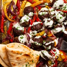 Tray bake dinner: lamb kofta meatballs Recipe Page