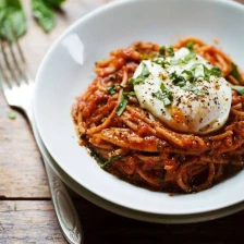 Spaghetti Marinara With Poached Eggs Recipe Page