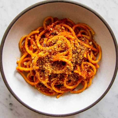 Pasta c&#039;Anciuova e Muddica Atturrata (Sicilian Pasta With Anchovies and Toasted Breadcrumbs) Recipe Image