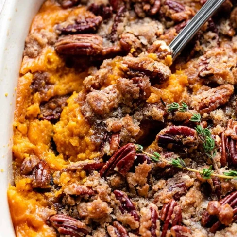 Sweet Potato Casserole Recipe with Pecan Topping Image