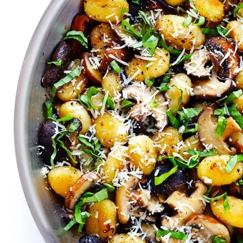 Toasted Gnocchi with Mushrooms, Basil and Parmesan Image