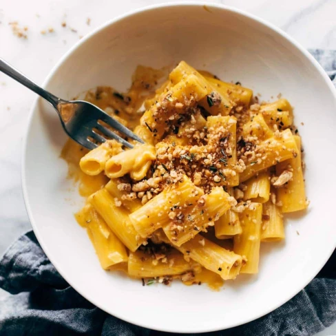 Pumpkin Rigatoni With Rosemary Walnut Crispies Image