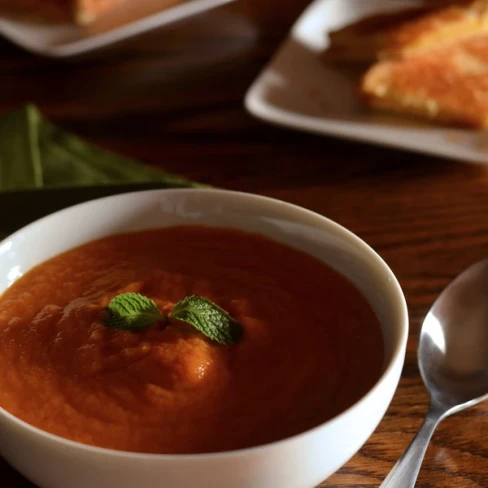 Tomato Soup With Grilled Cheese Sandwiches Image