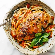 Garlic Basil Chicken with Tomato Butter Sauce Recipe Page