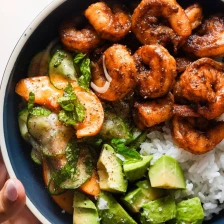 Spicy Shrimp with Peach Salad Recipe Page