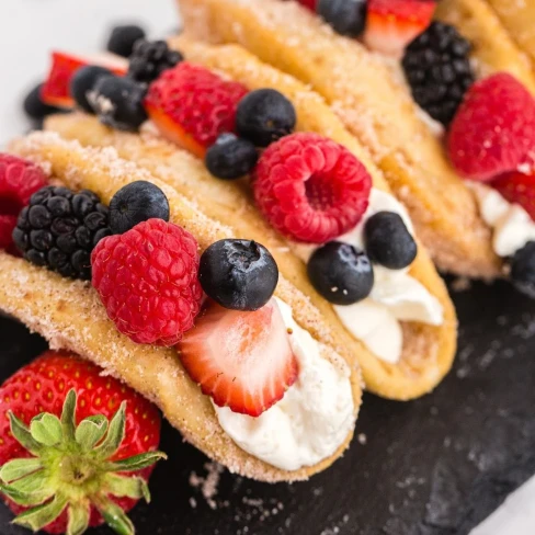 Dessert Tacos with mixed berries and cheesecake Image