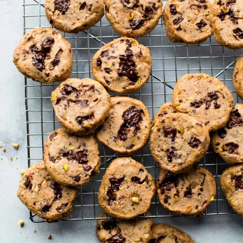 Salted Pistachio Chocolate Chunk Slice and Bake Cookies Image