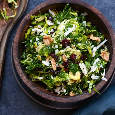 Kale, Brussels Sprouts &amp; Dried Cranberry Salad with Honey-Dijon Vinaigrette Image