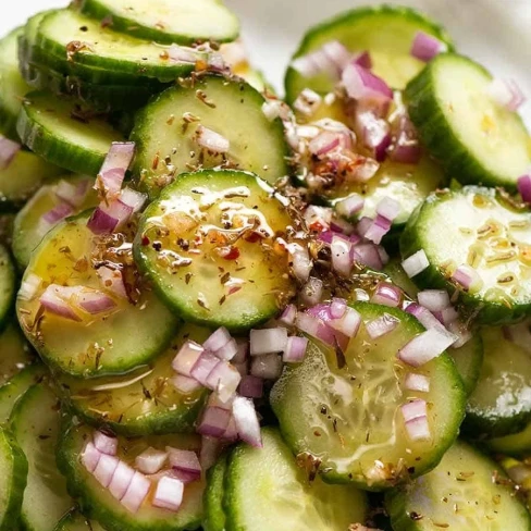 Cucumber Salad with Herb &amp; Garlic Dressing (Vinaigrette) Image