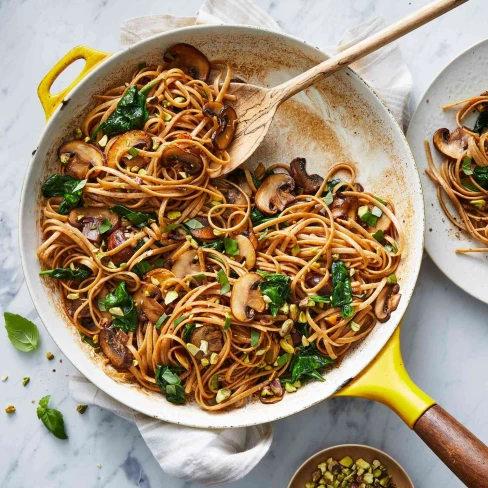 20-Minute Balsamic Mushroom &amp; Spinach Pasta Image