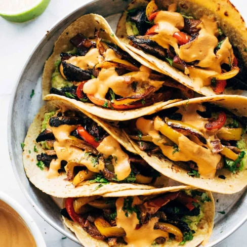 Vegan Sheet Pan Fajitas With Chipotle Queso Image