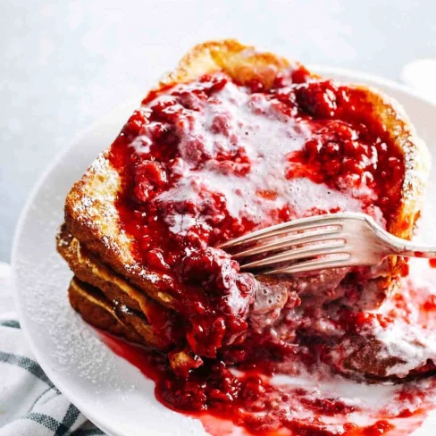 Eggnog French Toast with Raspberry Sauce Image