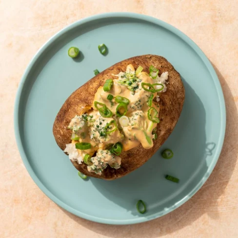 Vegan Cheesy Baked Potatoes With Broccoli Recipe Image