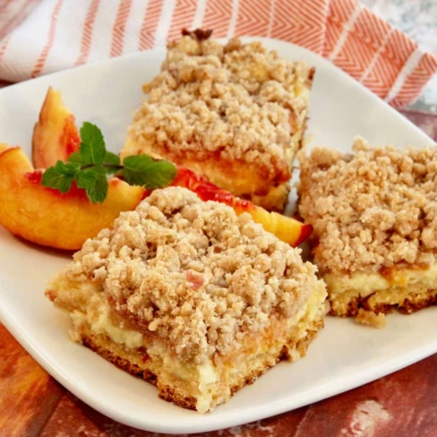 Peach Cobbler Cheesecake Bars Image