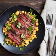 Skirt Steak With Warm Spicy Corn-and-Peach Salsa Recipe Recipe Page