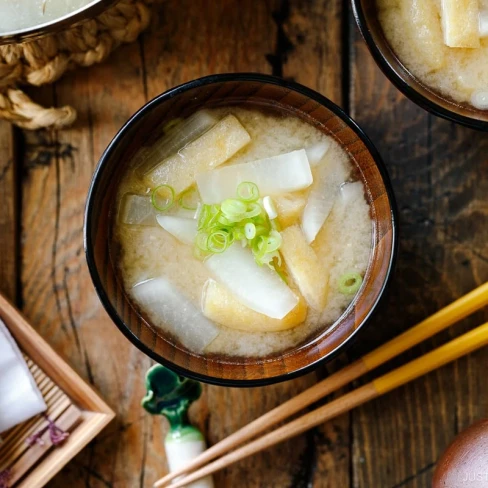 Daikon and Fried Tofu Miso Soup Image