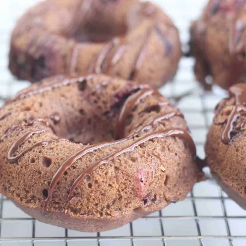 Baked Chocolate Donuts with Blueberries Image