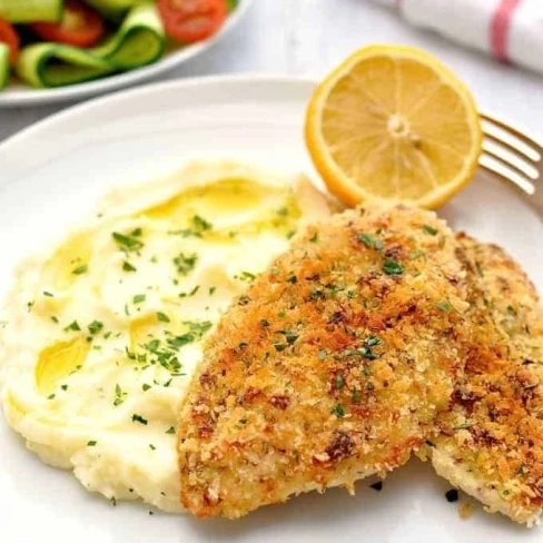 Super Quick Chicken Dinner: Crumbed Chicken with Mashed Potatoes Image