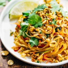 Rainbow Vegetarian Pad Thai with Peanuts and Basil Recipe Page