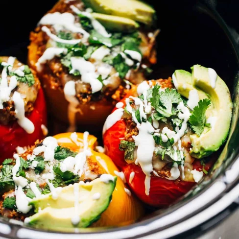 Quinoa Black Bean Crockpot Stuffed Peppers Image