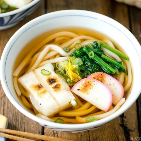 Udon Noodle Soup with Toasted Mochi (Chikara Udon) Image