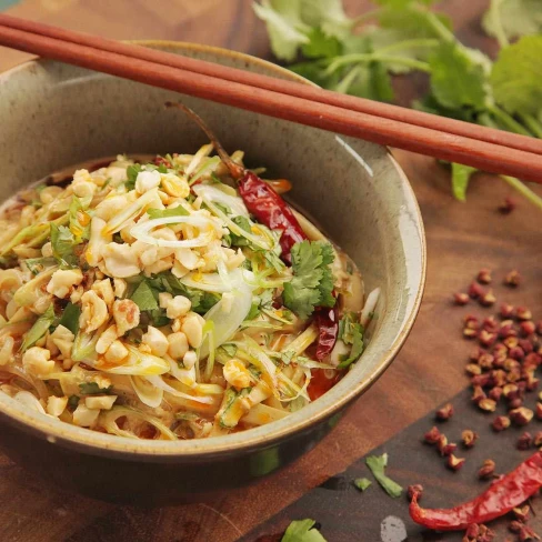 Sichuan Shirataki Sesame Noodle Salad With Cucumber, Sichuan Peppercorn, Chili Oil, and Peanuts (Vegan) Recipe Image