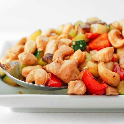 Cashew Chicken Ding With Jicama, Celery, and Red Bell Pepper Recipe Image