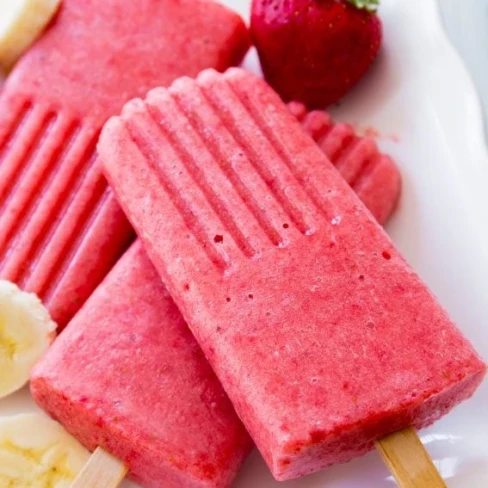 3 Ingredient Strawberry Banana Popsicles Image