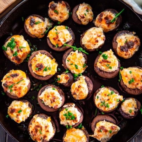 30-Minute Herb And Cream Cheese Stuﬀed Mushrooms Image