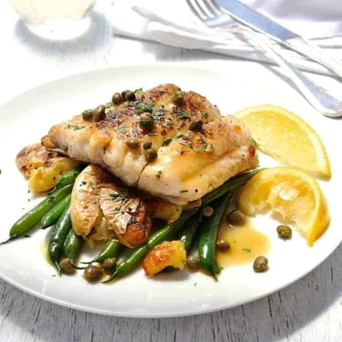 Fish Piccata With Crispy Smashed Potatoes (15 Minute Meal) Image