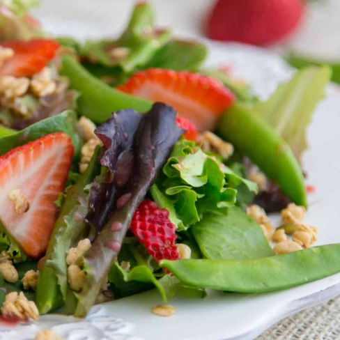 Strawberry, Snap Pea and Mixed Green Salad Image