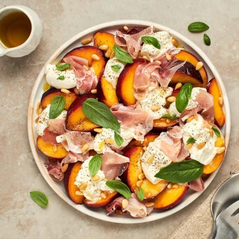 Summer Peach &amp; Burrata Salad with Prosciutto Image