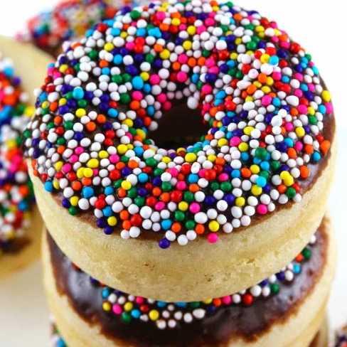 Baked Vanilla Cake Donuts with Chocolate Glaze Image