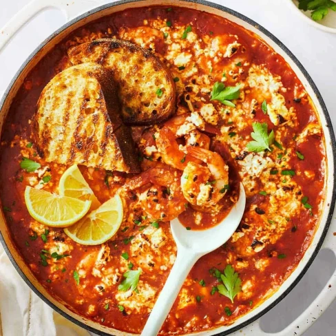 Baked Shrimp with Feta and Grilled Sourdough Image