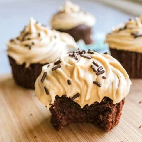 Fudge Brownie Cupcakes with Peanut Butter Frosting Image