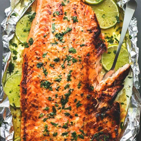 Baked Honey Cilantro Lime Salmon In Foil Image