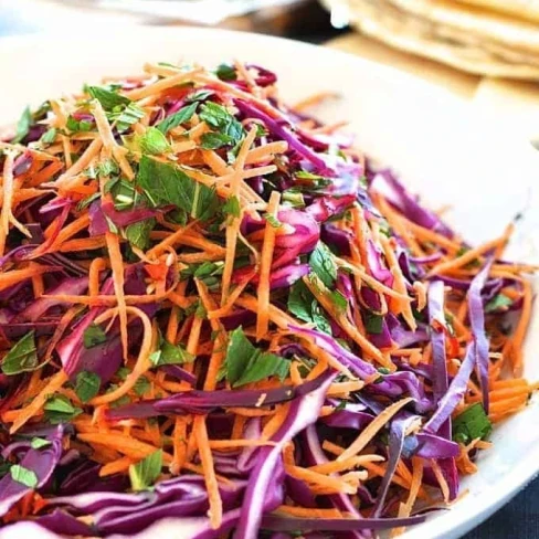 Shredded Red Cabbage, Carrot and Mint Salad Image