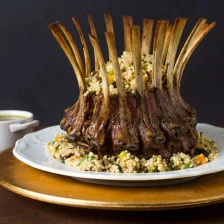 Crown Roast of Lamb With Couscous Stuffing and Pistachio-Mint Sauce Recipe Page