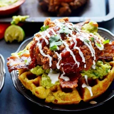 Fully Loaded Mexican Fried Chicken With Green Chile–Corn Waffles Recipe Recipe Page