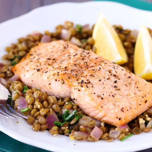 Baked Salmon &amp; Lentils Image