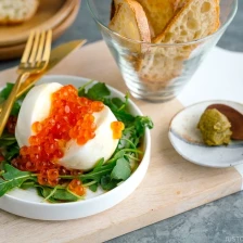 Burrata and Ikura Crostini Recipe Page