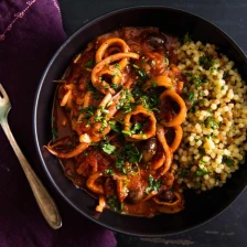 Braised Squid With Tomato, Harissa, and Olives Recipe Recipe Page