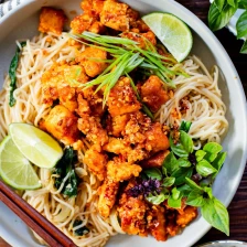 Chili Crunch Tofu &amp; Spinach Rice Noodles Recipe Page